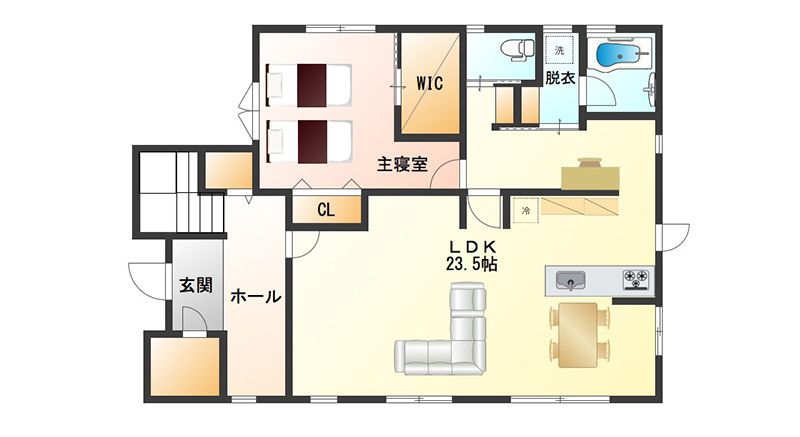 モダンな住宅デザインの間取り図